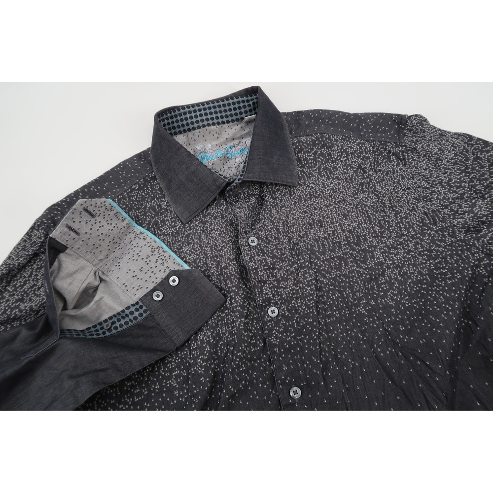 Robert Graham Button Down Mens 3XL Gray Gradient Geometric Classic Fit Shirt